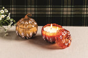 Dark Orange Glass Pumpkin Candle