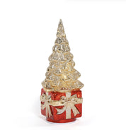 LED Rotating Tree On Present Gold/Red