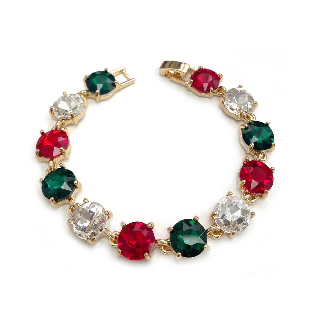 Gold Gemstone Holiday Bracelet