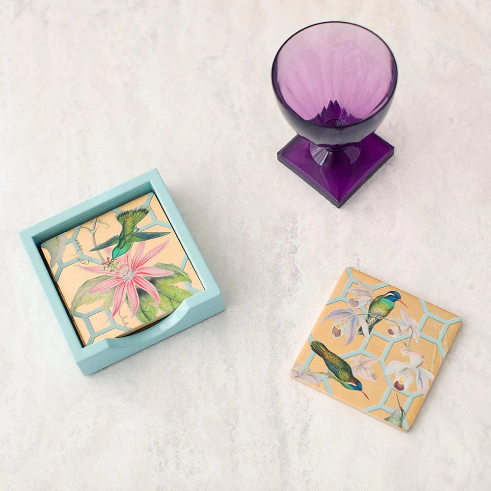 Caspari Hummingbird Trellis Coaster - Thumbnail 4
