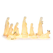 Ceramic White And Gold LED Nativity Figures / Set Of 10