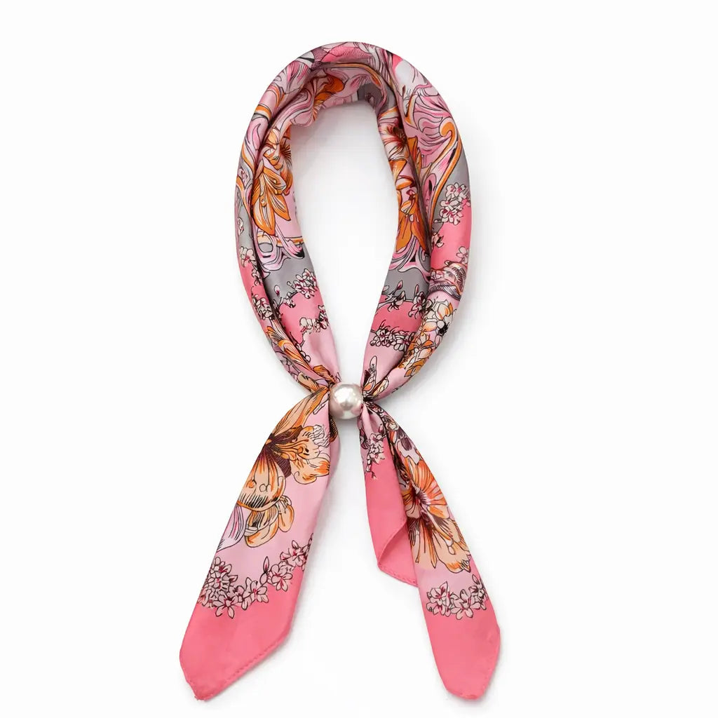 Ready To Wear Magnetic Scarf - Pink Flower