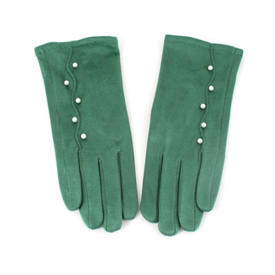 Gloves With Pearls - Green