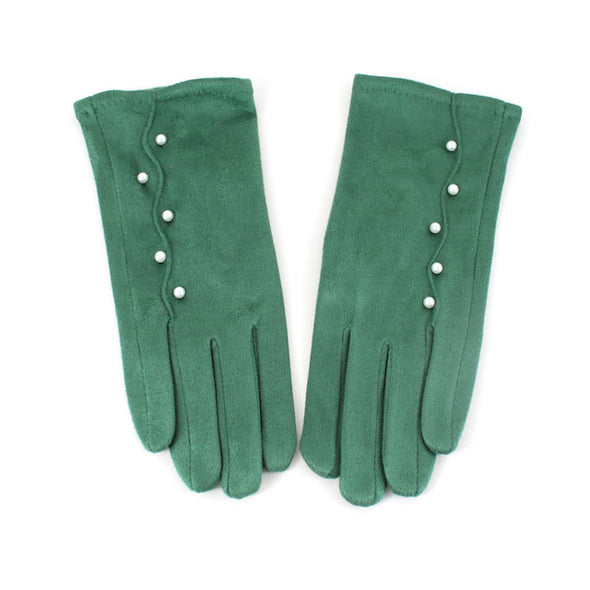 Gloves With Pearls - Green