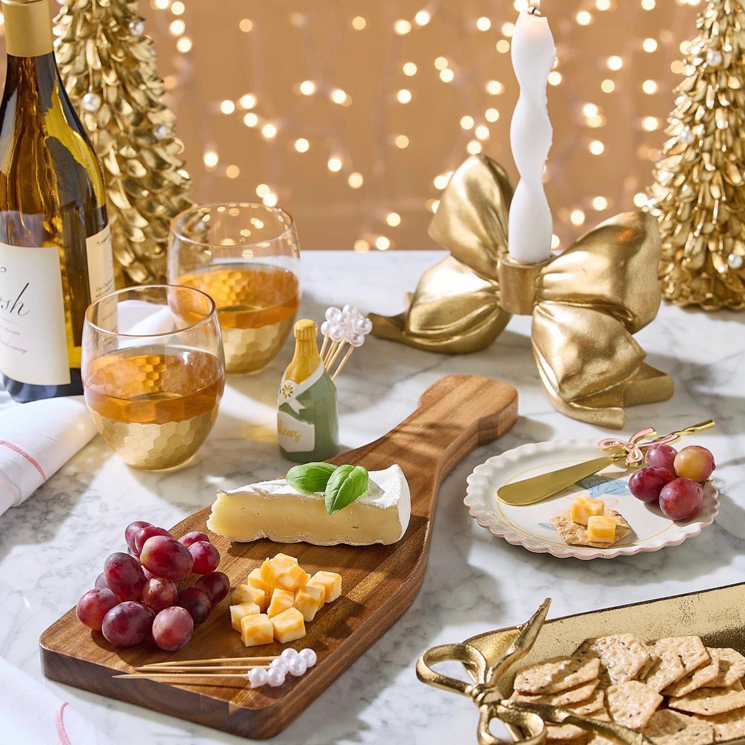 Champagne Bottle Pick Holder With Pearl Cocktail Picks