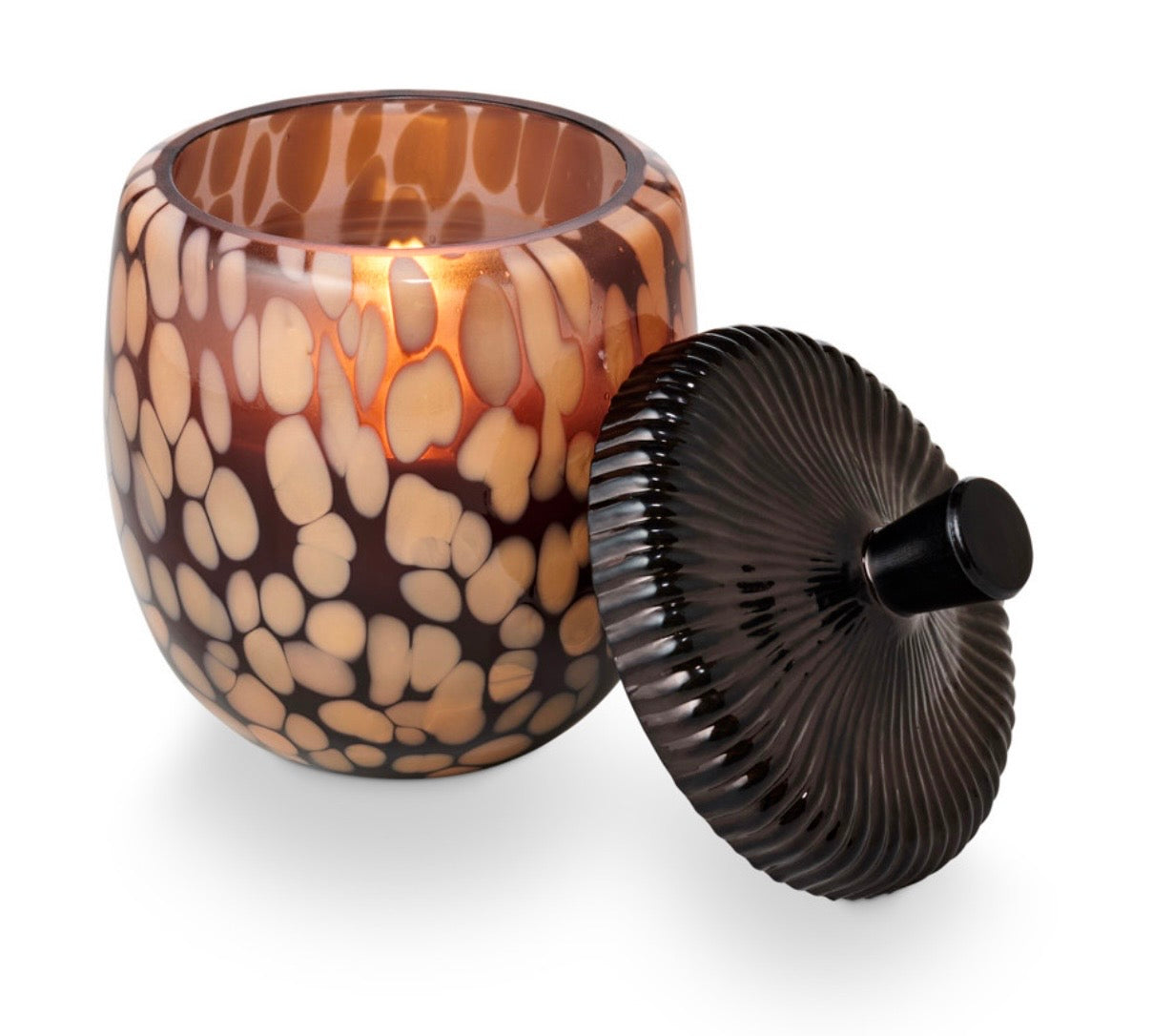 Midnight Pumpkin Glass Acorn Candle