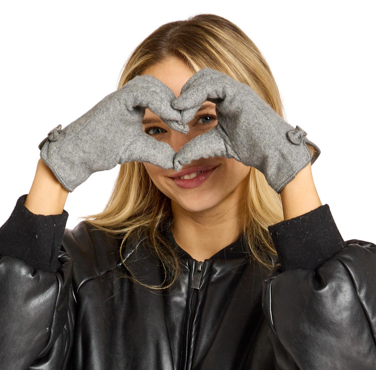 Flannel And Fleece Glove With Bow Detail 3/Colors