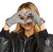 Flannel And Fleece Glove With Bow Detail 3/Colors