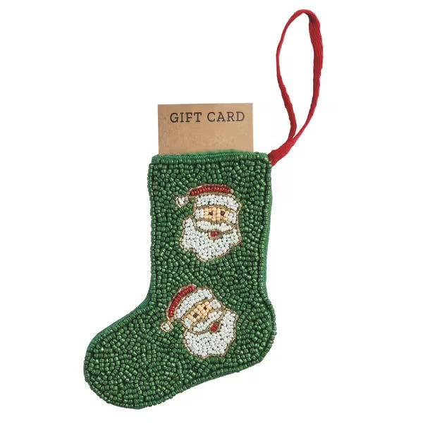 Beaded Stocking Ornament - Gift Card Holder