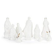 Ceramic White And Gold LED Nativity Figures / Set Of 10