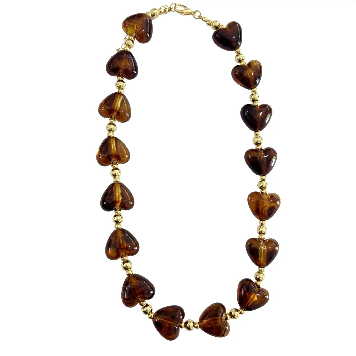 Charlie Beaded Heart Necklace - Tortoise