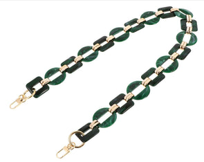 Acyrlic And Chain Short Bag Strap - Green