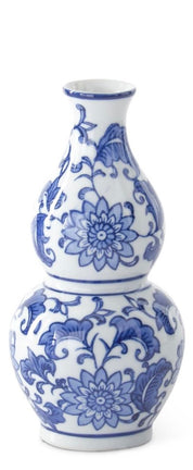 Blue & White Ceramic Chinoiserie Bud Vases