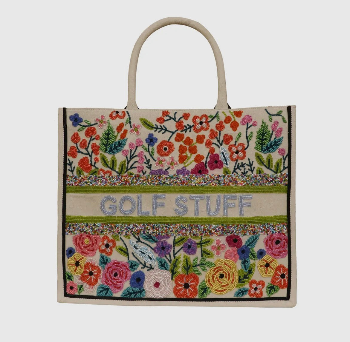 Personalized Beaded Tote- Bright Floral