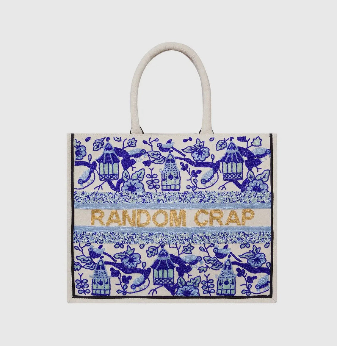 Personalized Beaded Tote- Blue Pagoda