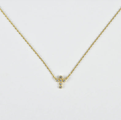Antique Petite Cross Necklace- Gold