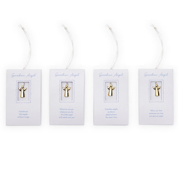Gold Guardian Angel Charm On Gift Card - Assorted Messages