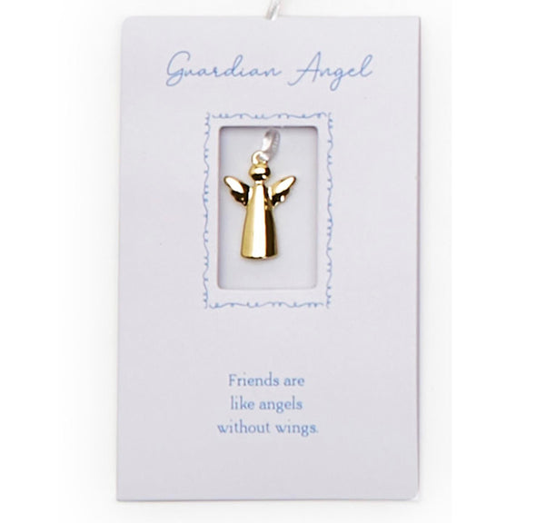 Gold Guardian Angel Charm On Gift Card - Assorted Messages