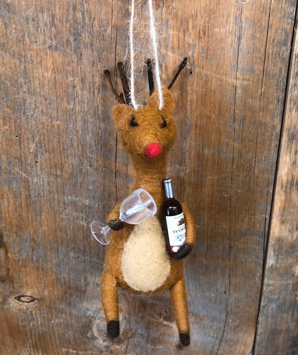 Felt Holiday party Reindeer Ornament