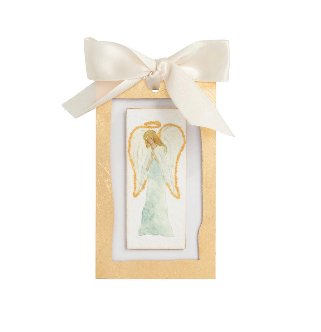 Gold Painted Acrylic Ornament- Front Facing Angel