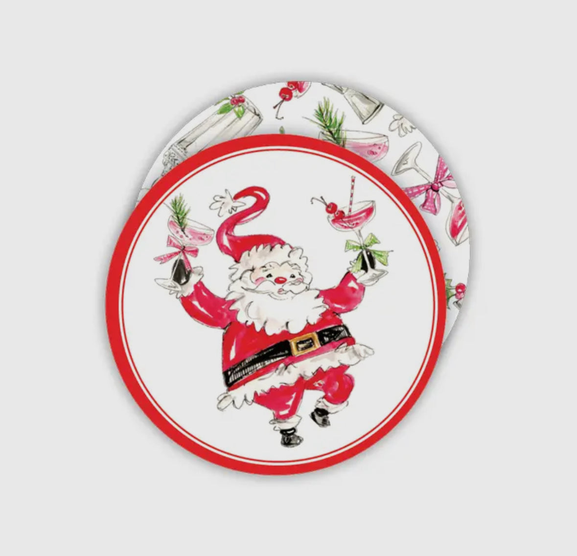 Coaster Set of 20- Handpainted Santa
