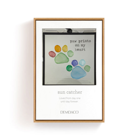Suncatcher- Rainbow Paw Prints On My Heart