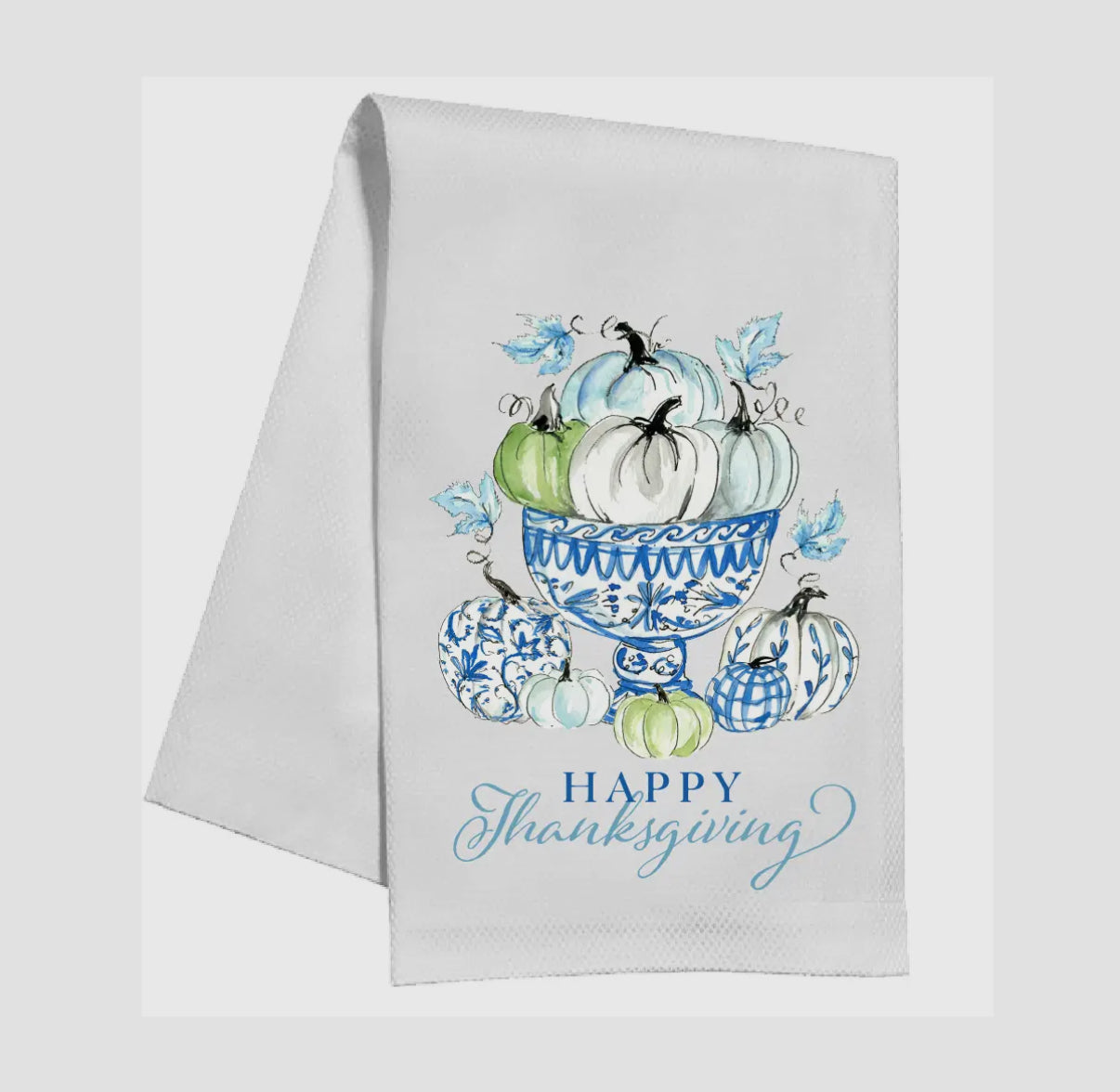 Kitchen Towel- Happy Thanksgiving Chinoiserie Pumpkins