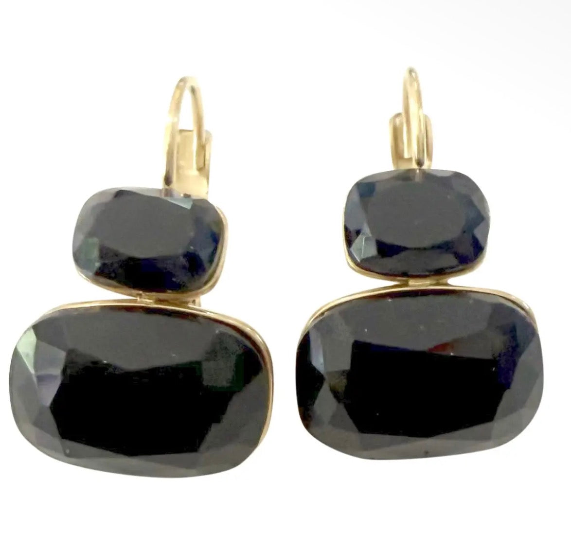 Ollie Gemstone Statement Earrings - Black