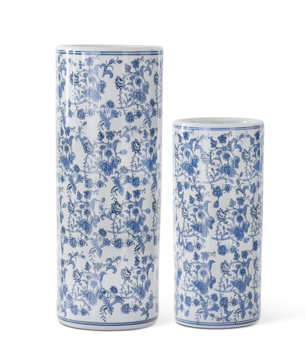 Blue & White Chinoiserie Cylinder Vases- Assorted Sizes