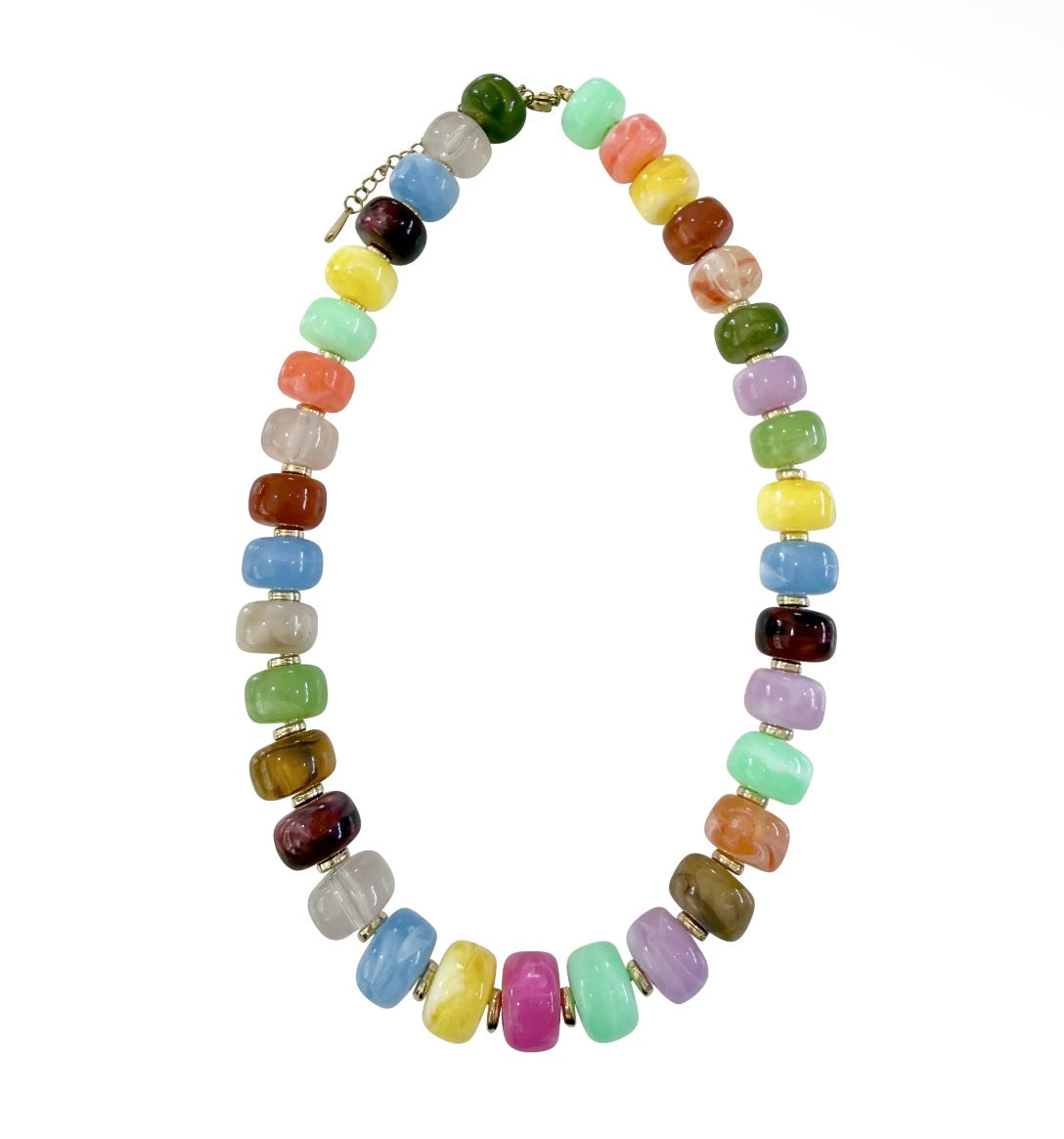 Morris Chunky Beaded Necklace- Rainbow