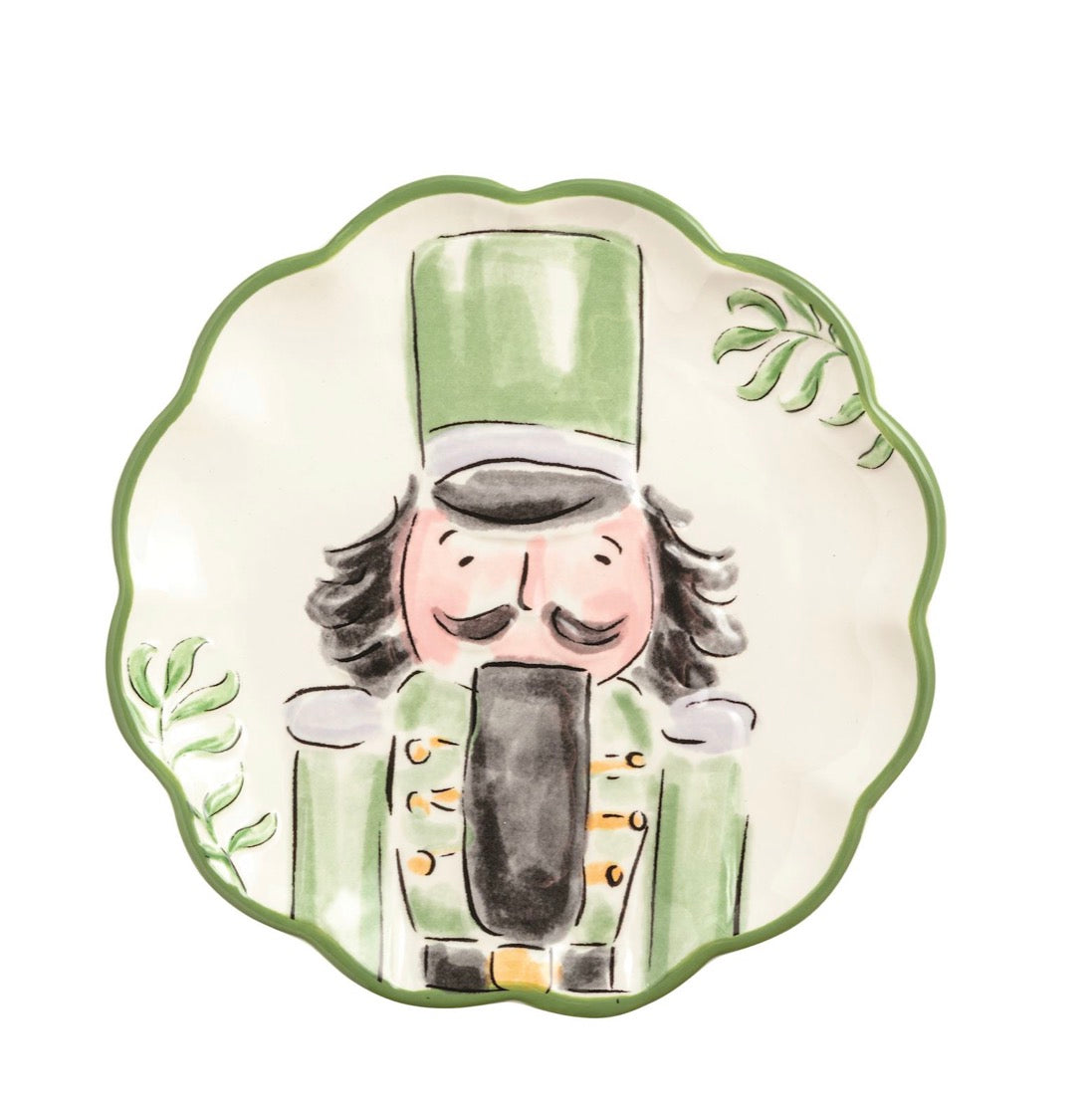 Green Nutcracker Dessert Plate
