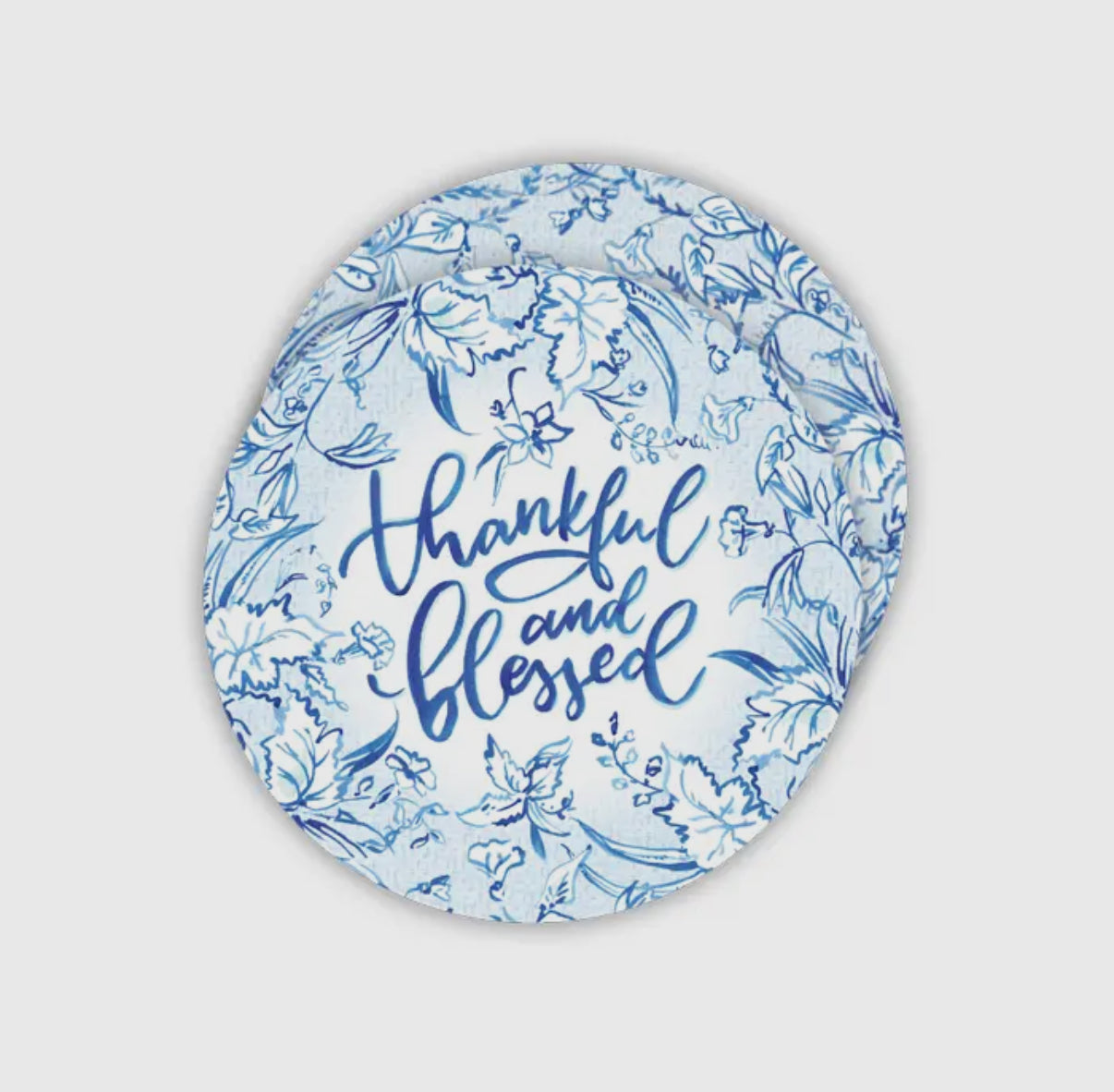 Coaster Set of 20- Handpainted Thankful & Blessed Blue