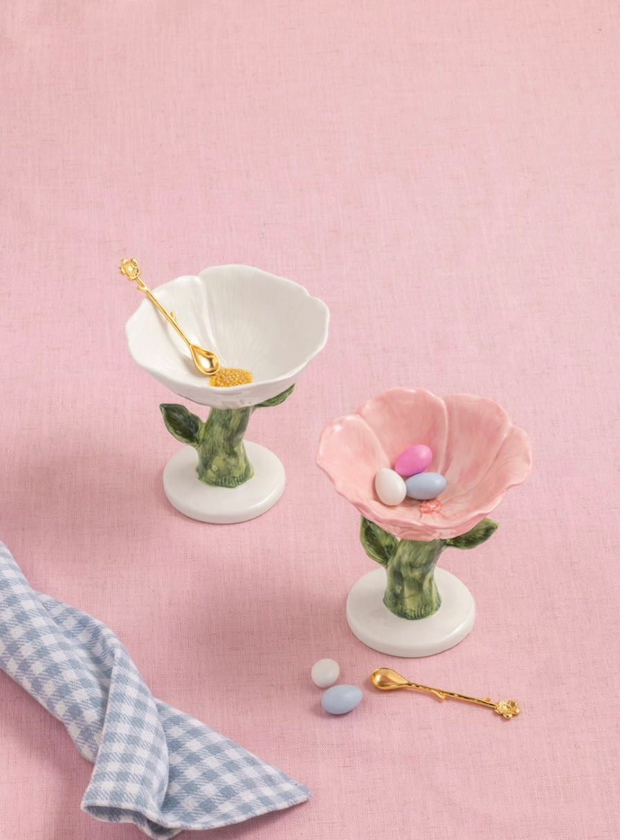 White Flower Pedestal Candy Dish