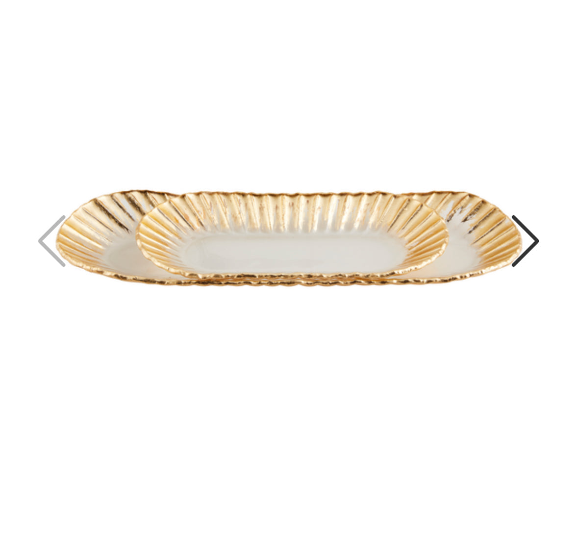 Gold Edge Glass Tray Set- Oval
