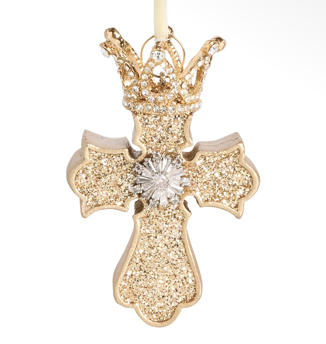 Rejoice Warm Wish Glitter Cross Ornament