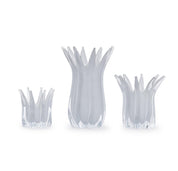White Blossom Art Glass Candle Holder/Vase-Large