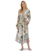 Lightweight Robe Gown- Aqua Heron Print