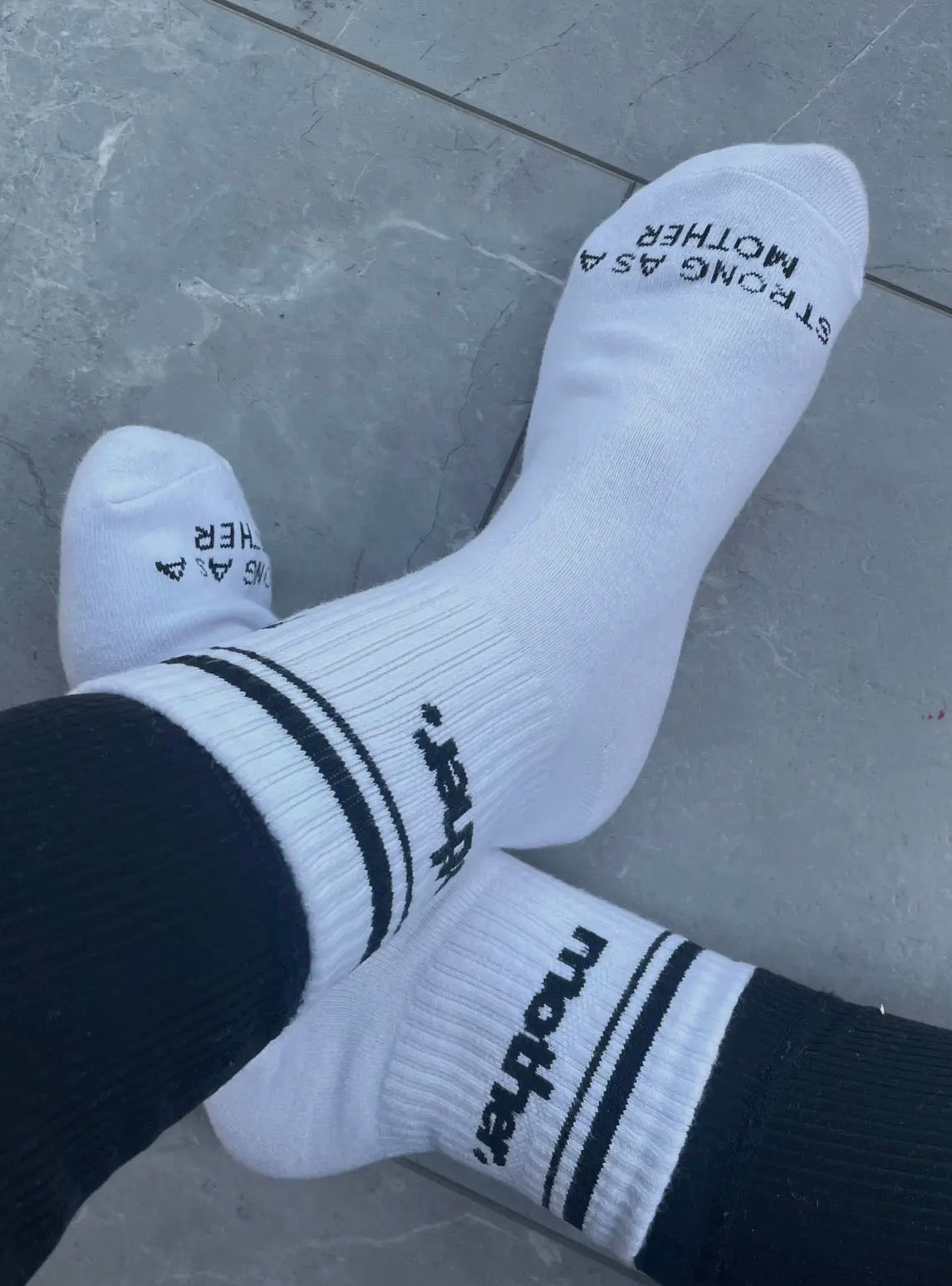 Mother Throwback Half Crew Sock- White/ Black