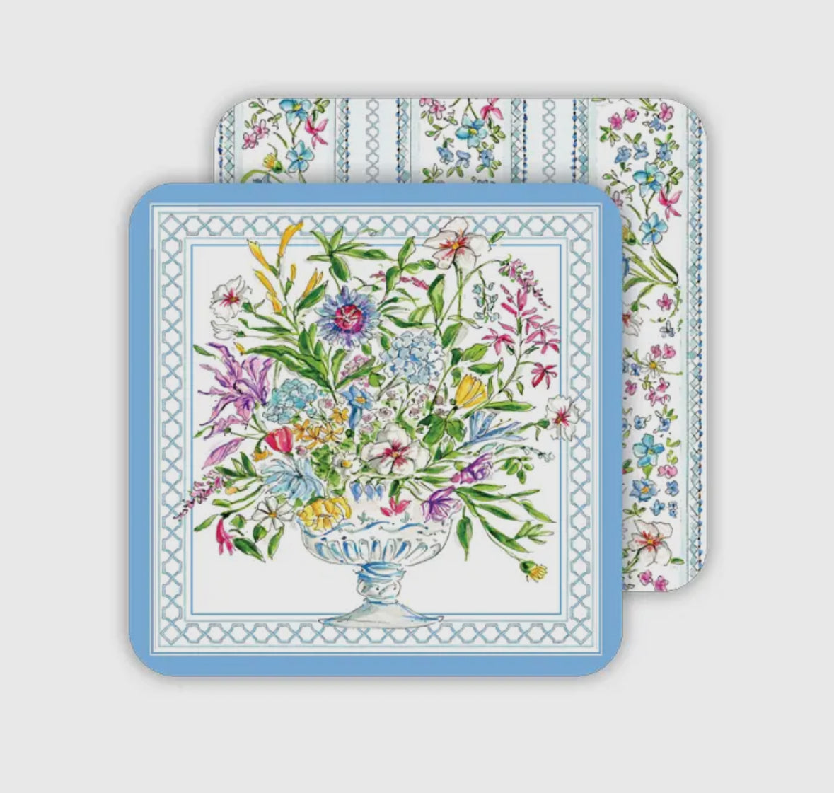 Coaster Set of 20-Blue Floral Arrangement