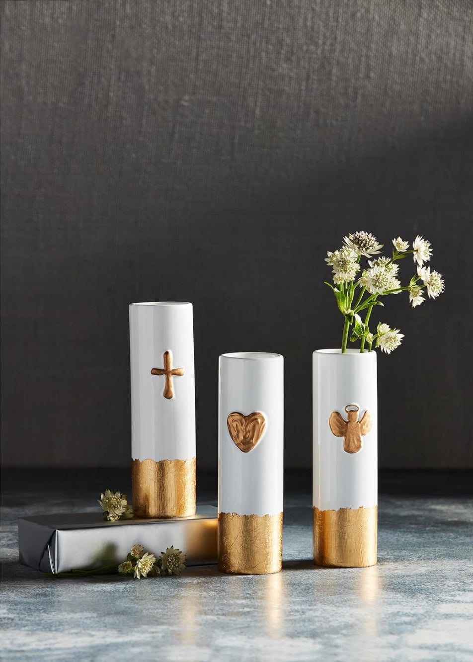 Bud Vase - Gold Painted Cross