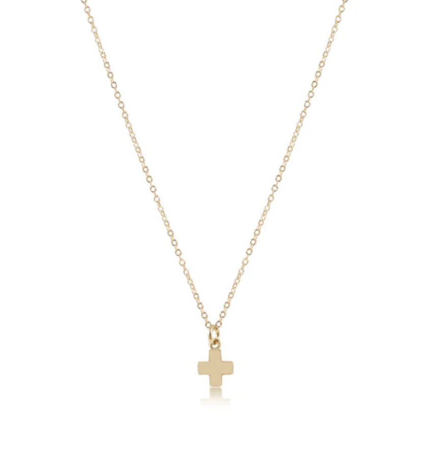 16" Signature Cross Small Gold Charm Necklace