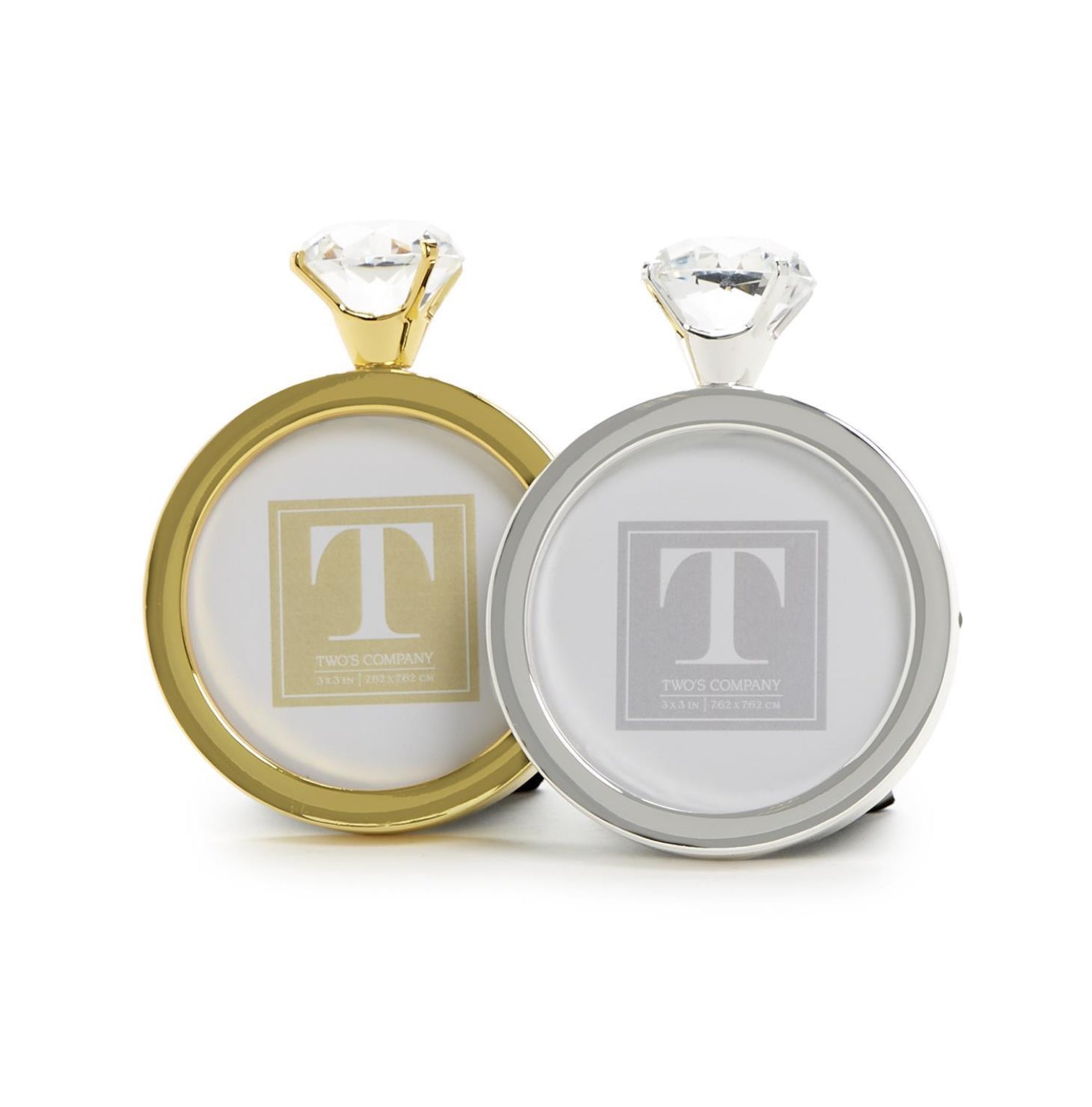 Diamond Ring Round Photo Frame - Gold