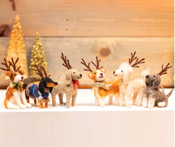 Felt Ornaments Reindeer Dogs