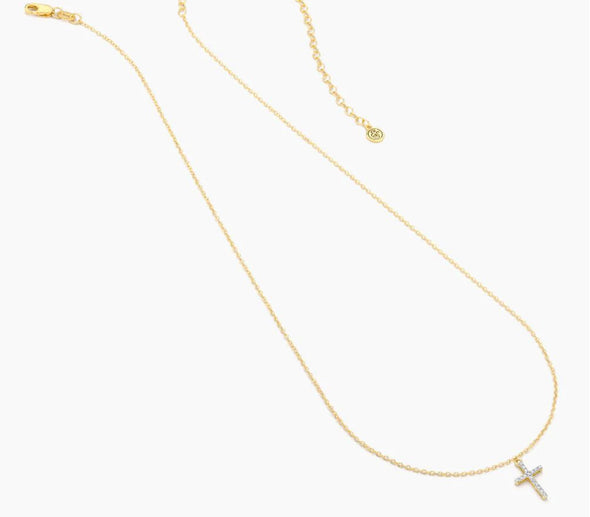 Gold Believe Cross Pendant Necklace