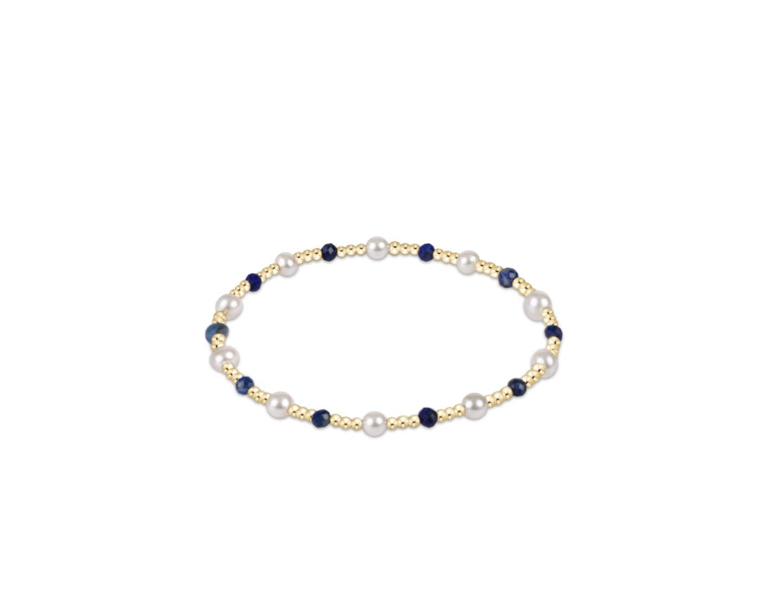 Pearl Sincerity Pattern 4mm Bead Bracelet - Lapis