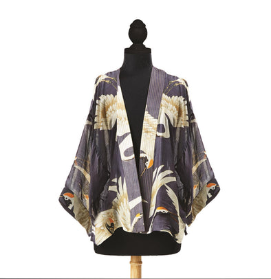 Lightweight Short Kimono - Heron Charcoal