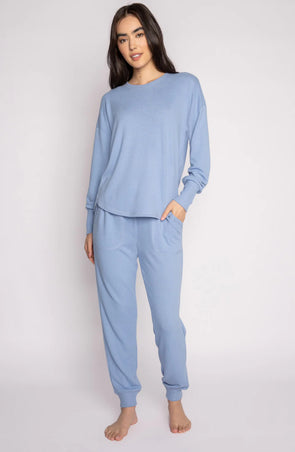 PJ Salvage Peachy in Color Long Sleeve Top- Glacier Blue