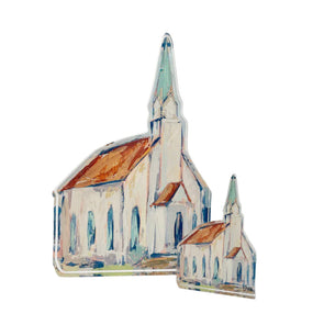 Acrylic Church With Red Roof - Bitty Block (Small)