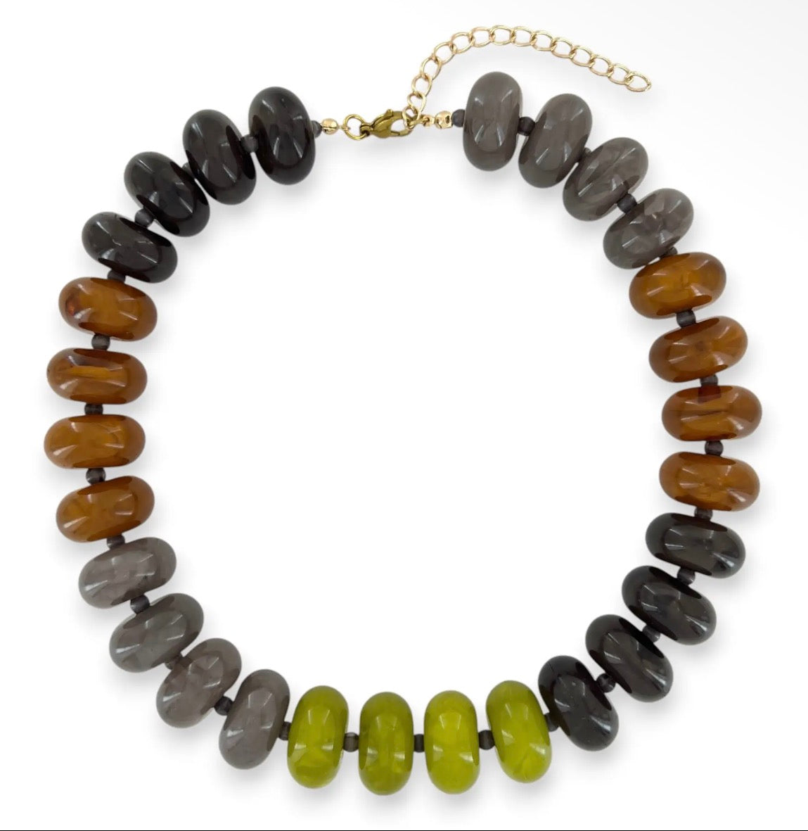 Multicolor Mix Chunky Beaded Necklace - Ash Brown