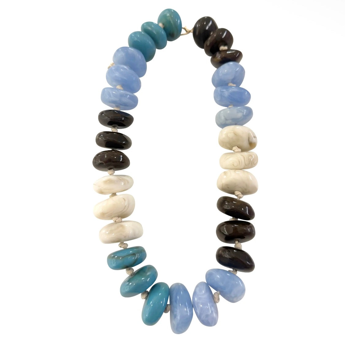 Delray Chunky Beaded Necklace- Light Blue/Teal Mix